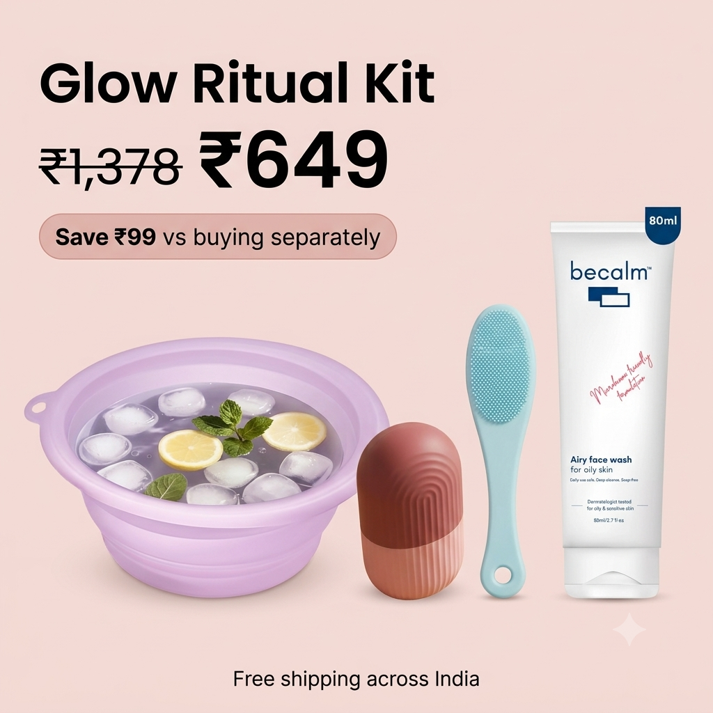 Glow Ritual Kit Pack of 4 (Ice Facial Combo + becalm Face Wash)