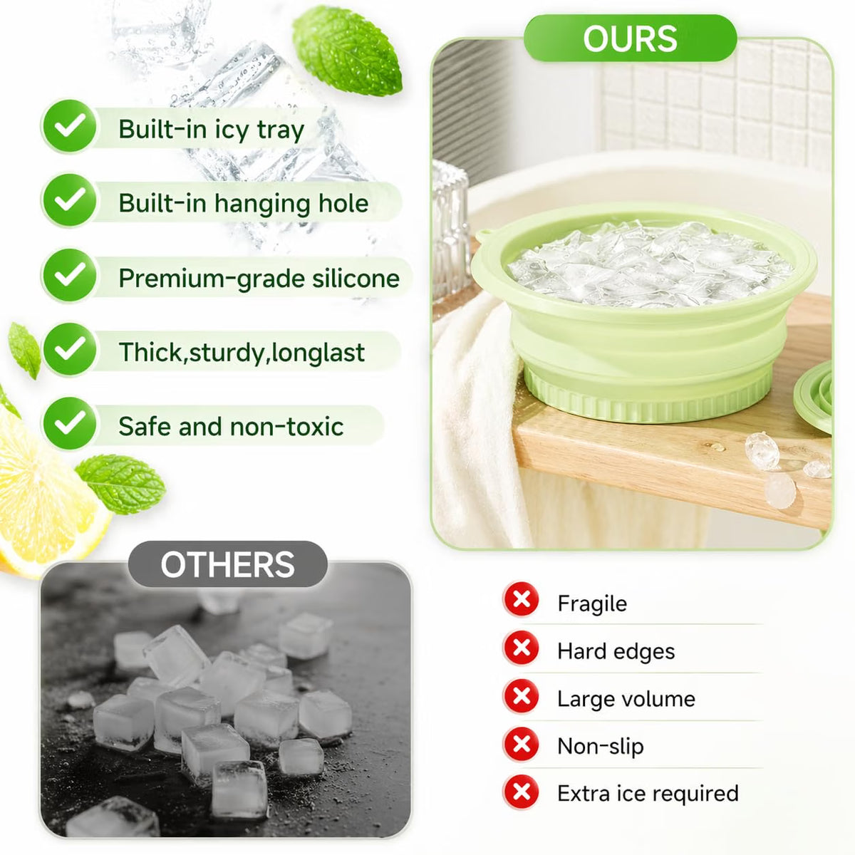 Ice Facial Bowl + Brush + Roller Combo (Pack of 3)