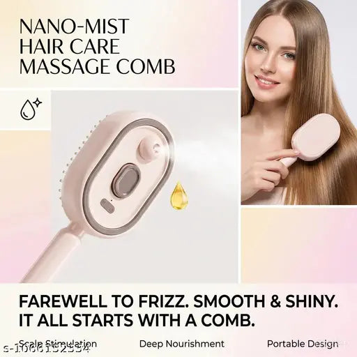 Electric Steam Brush for Hair, 3 in 1 Anti-Static Detangling Comb & Air Cushion Massage, Rechargeable Steam Hair Straightener with Spray, for Frizz & Tangles Control, Nourishes Hairs