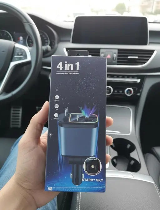 Retractable Car Charger with Night Sky Projection