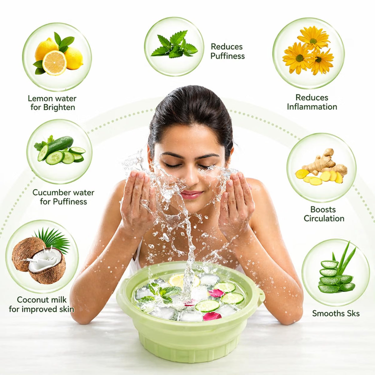 Ice Facial Bowl + Brush + Roller Combo (Pack of 3)