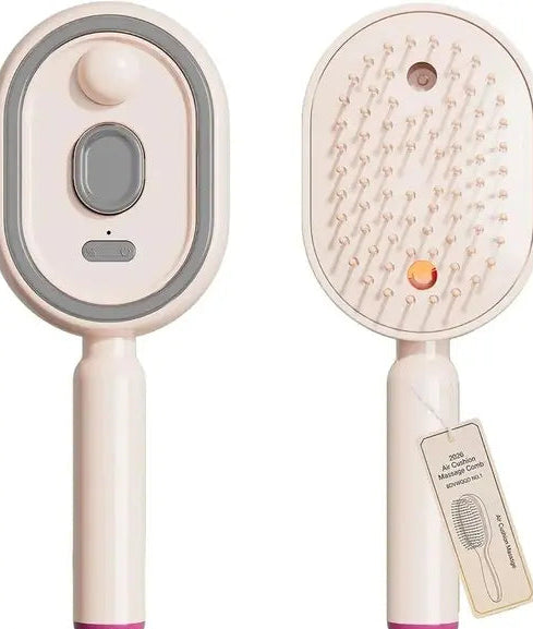 Electric Steam Brush for Hair, 3 in 1 Anti-Static Detangling Comb & Air Cushion Massage, Rechargeable Steam Hair Straightener with Spray, for Frizz & Tangles Control, Nourishes Hairs