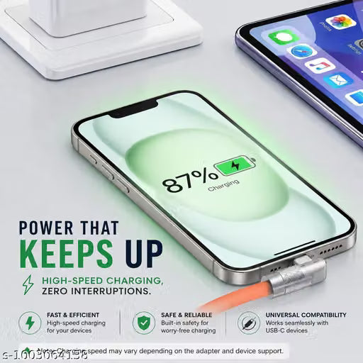 USB Type-C Fast Charging Cable 180 Degree Rotating 1m Orange