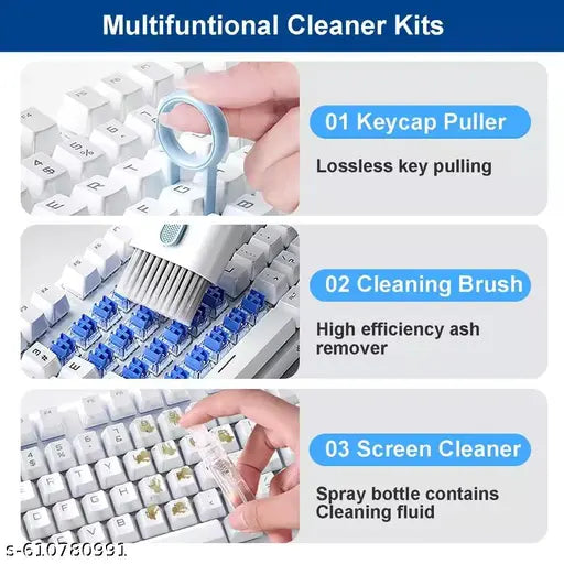 7-in-1 Cleaning Kit | All-in-One Keyboard Cleaning Kit with Brush & Cleaner for Bluetooth, AirPods, Laptop, Tablet, Phone, iPad, Smartwatch, MacBook, Earbuds & PC Accessories